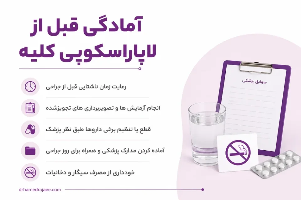 نمای توضیحی درباره انجام لاپاراسکوپی کلیه چه آمادگی های لازم دارد